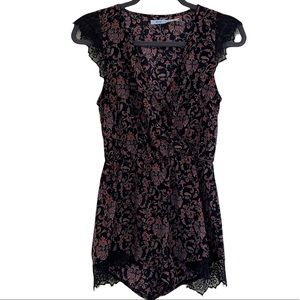 Kimchi Blue Ditsy Floral Romper with Lace Detail XS